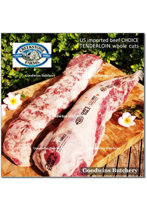 Beef Eye Fillet Mignon Has Dalam TENDERLOIN frozen USDA US choice whole cut CREEKSTONE +/- 3.25kg (price/kg) PREORDER